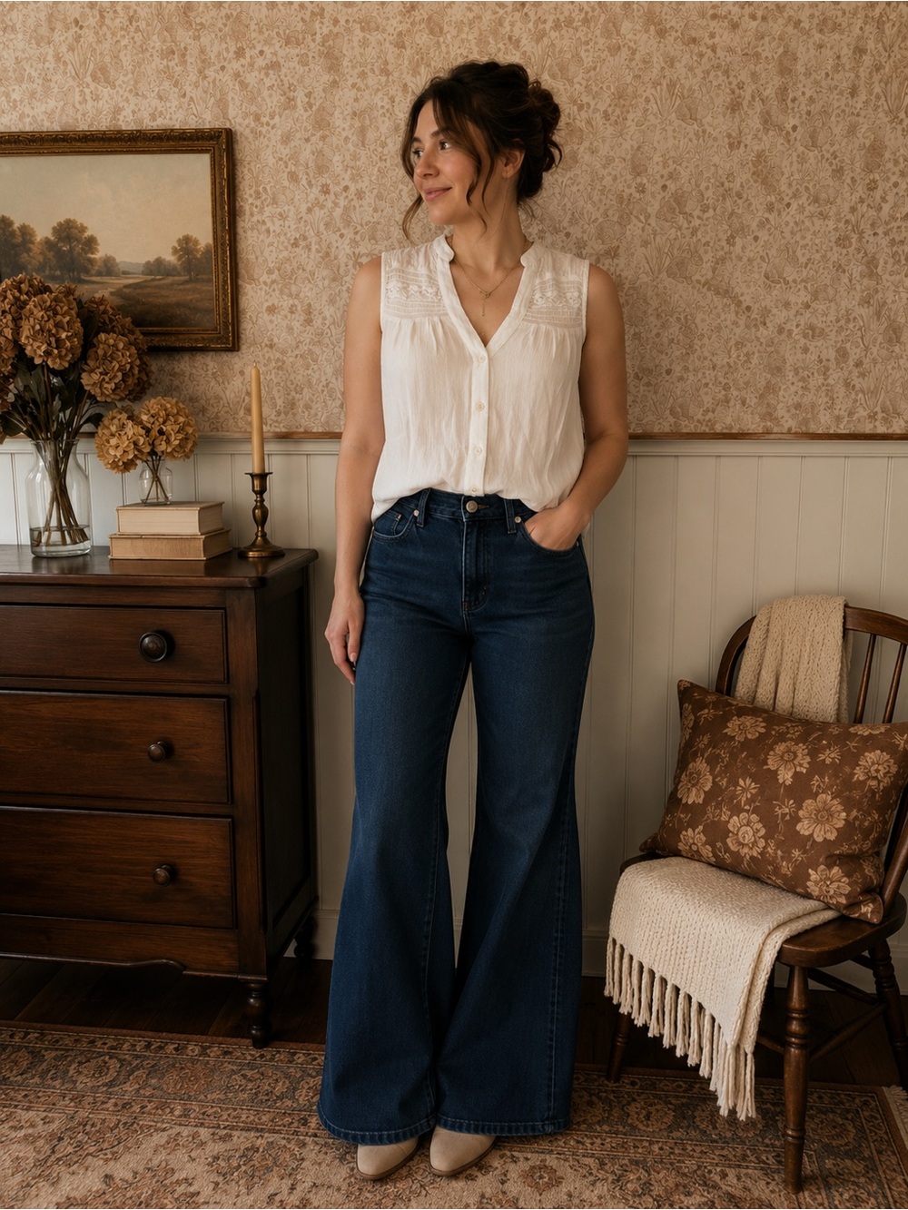 Meadow Rue by Anthropologie Lace Detail Sleeveless Blouse – US 4